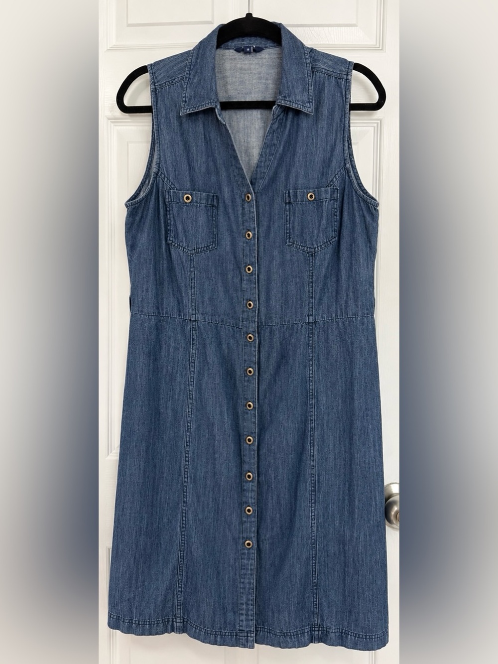 Reitmans Sleeveless Denim Button-Front Shirt Dress Size 13